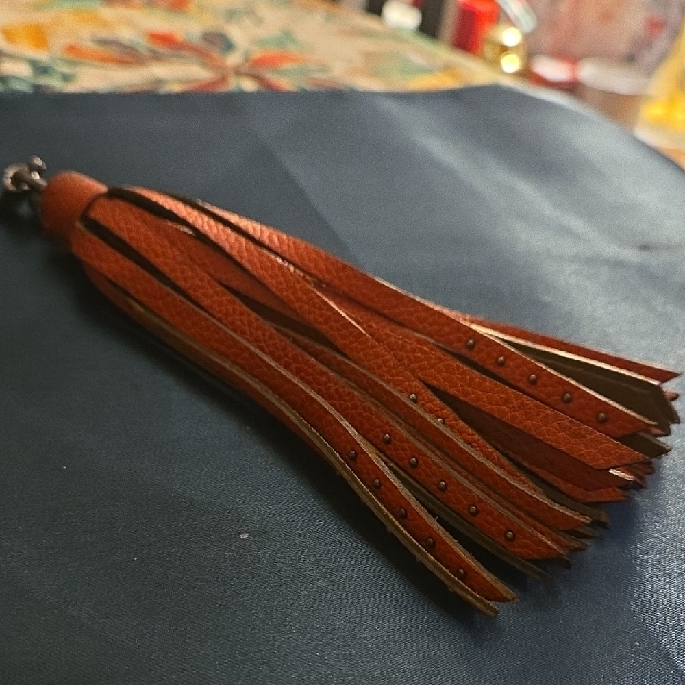 Red Leather Coach Tassle Purse Charm